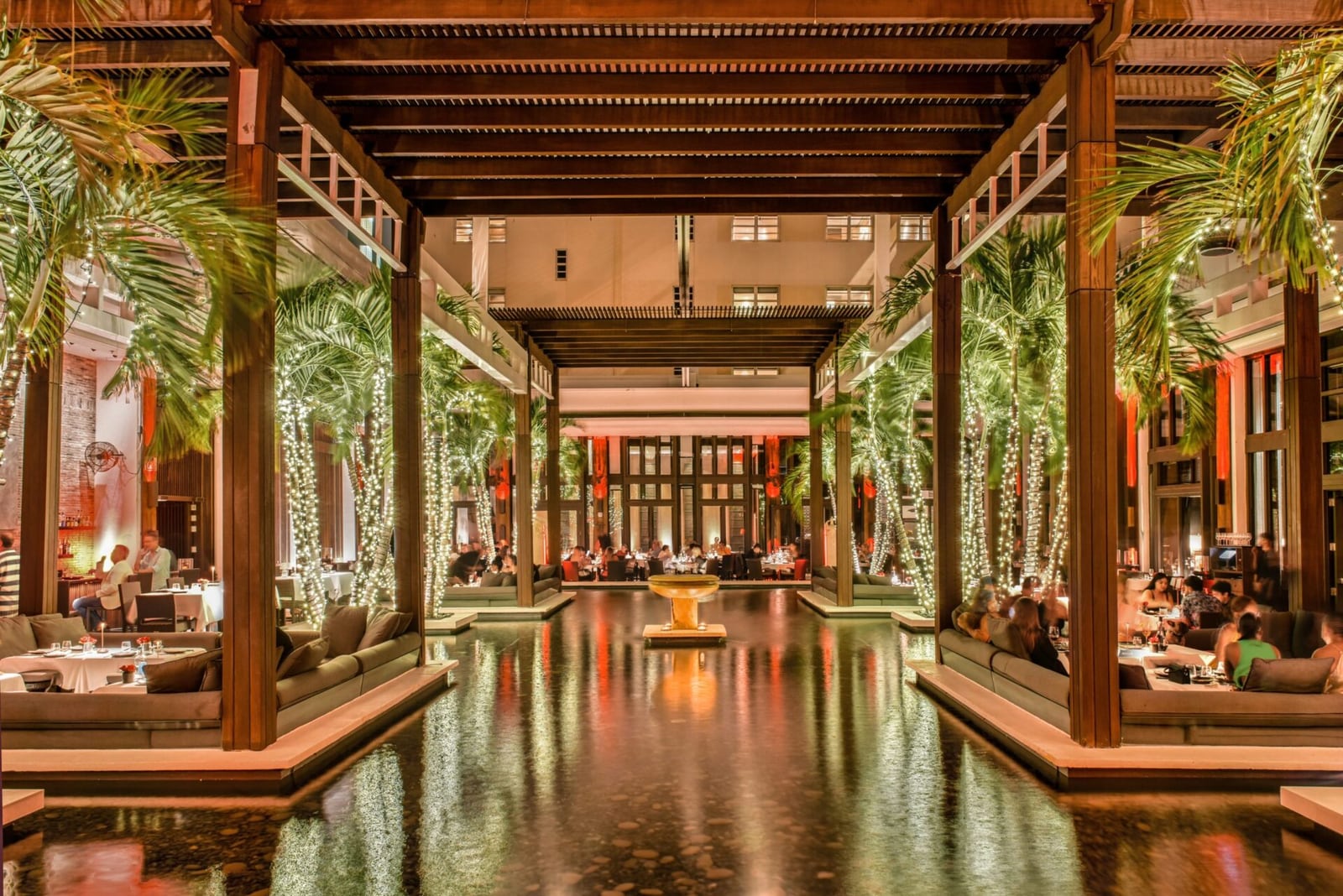 Resort courtyard in the evening